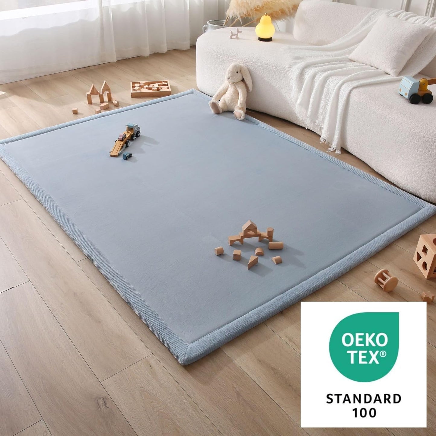 Hakuna Matte CloudSoft Mat for Floor 60" x 80" Beige – Coral Velvet Memory Foam Rug – Non-Slip, Water-Resistant