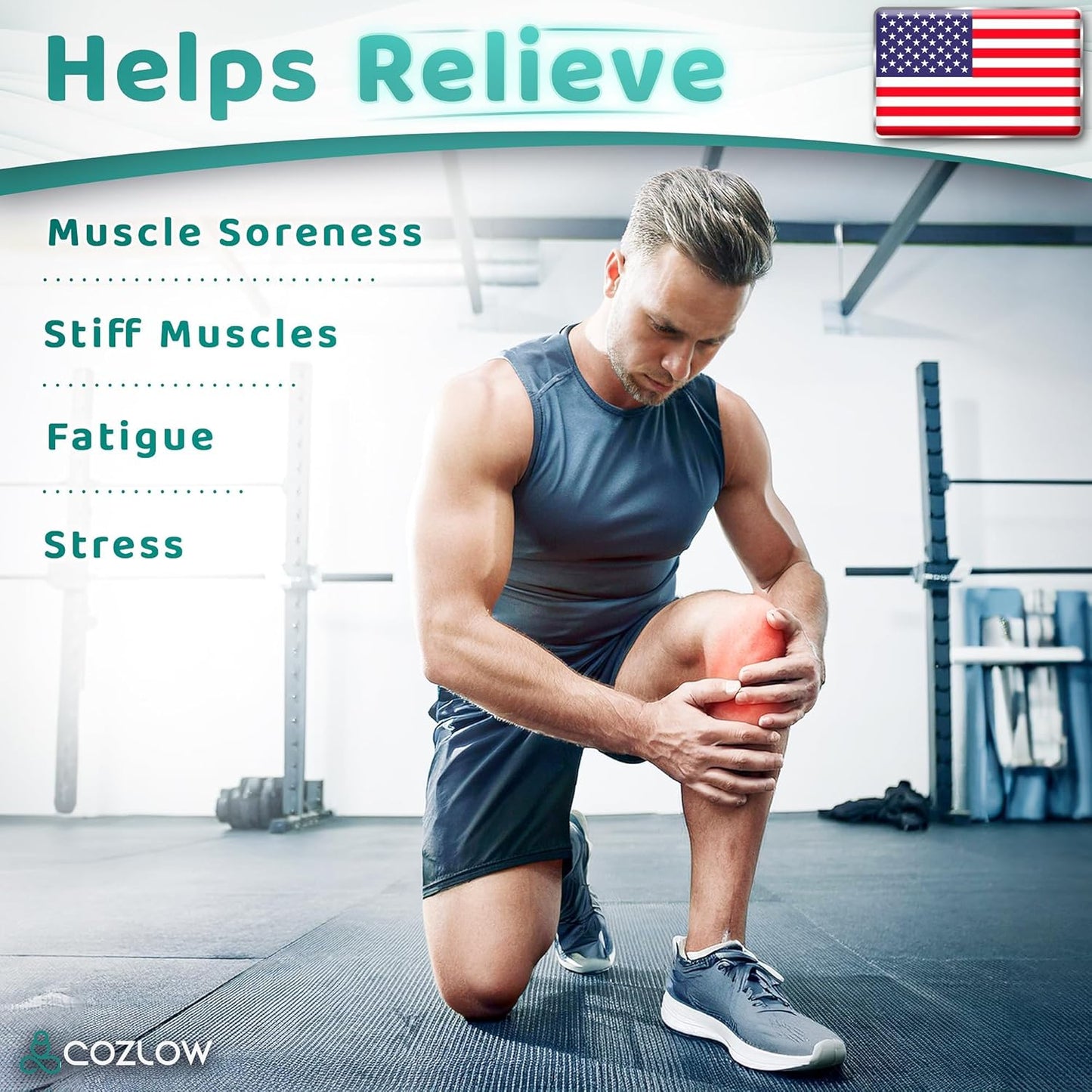 Muscle Roller Stick - Black Green - Hand Held Body Massager with 9 Rollers & Non-Slip Handles - Deep Tissue Massage & Maximum Muscle Recovery - Leg, Back, Arm, Thigh, Butt Sculpting Tool - by Cozlow