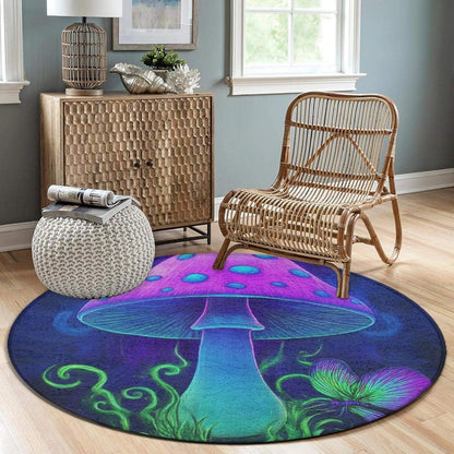 Home Decor Non Slip Kitchen Office Circle Rug, Machine Washable Modern Round Area Rug, Room Sofa Yoga Soft Round Carpet Purple Galaxy Trippy Space Astronaut Art, 36inch