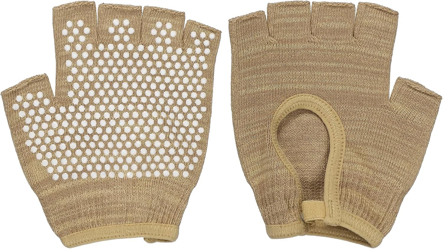Yoga Gloves, Non Slip Fingerless Pilates Gloves Breathable Exercise Workout Mittens
