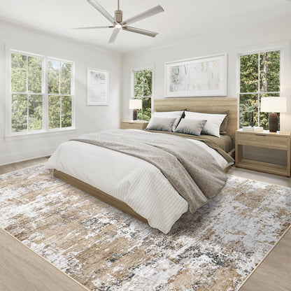 XLUEZ 8x10 Area Rugs for Living Room, Washable Modern Abstract Large Area Rug Neutral Soft Non Slip Kids Rug Stain Resistant Indoor Carpet for Bedroom Nursery Dining Children's Room(Blue, 8'x10')