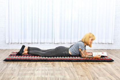 Leewadee - Kapok Roll Mat – Handcrafted Folding Sleep & Relaxation Mattress from Thailand, Ideal as Guest Bed, Camping Mat, Yoga Mat or Traditional Futon, 75 x 39 inches, Anthracite