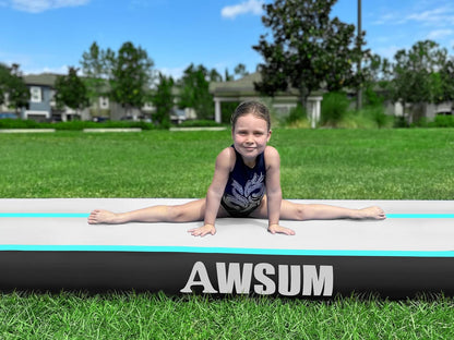 AWSUM Inflatable Gymnastics Mat 10ft/13ft/16ft/20ft/23ft Training mat 4/8 inches Thick tumbling mat with Electric Pump for Home/Gym/Outdoor
