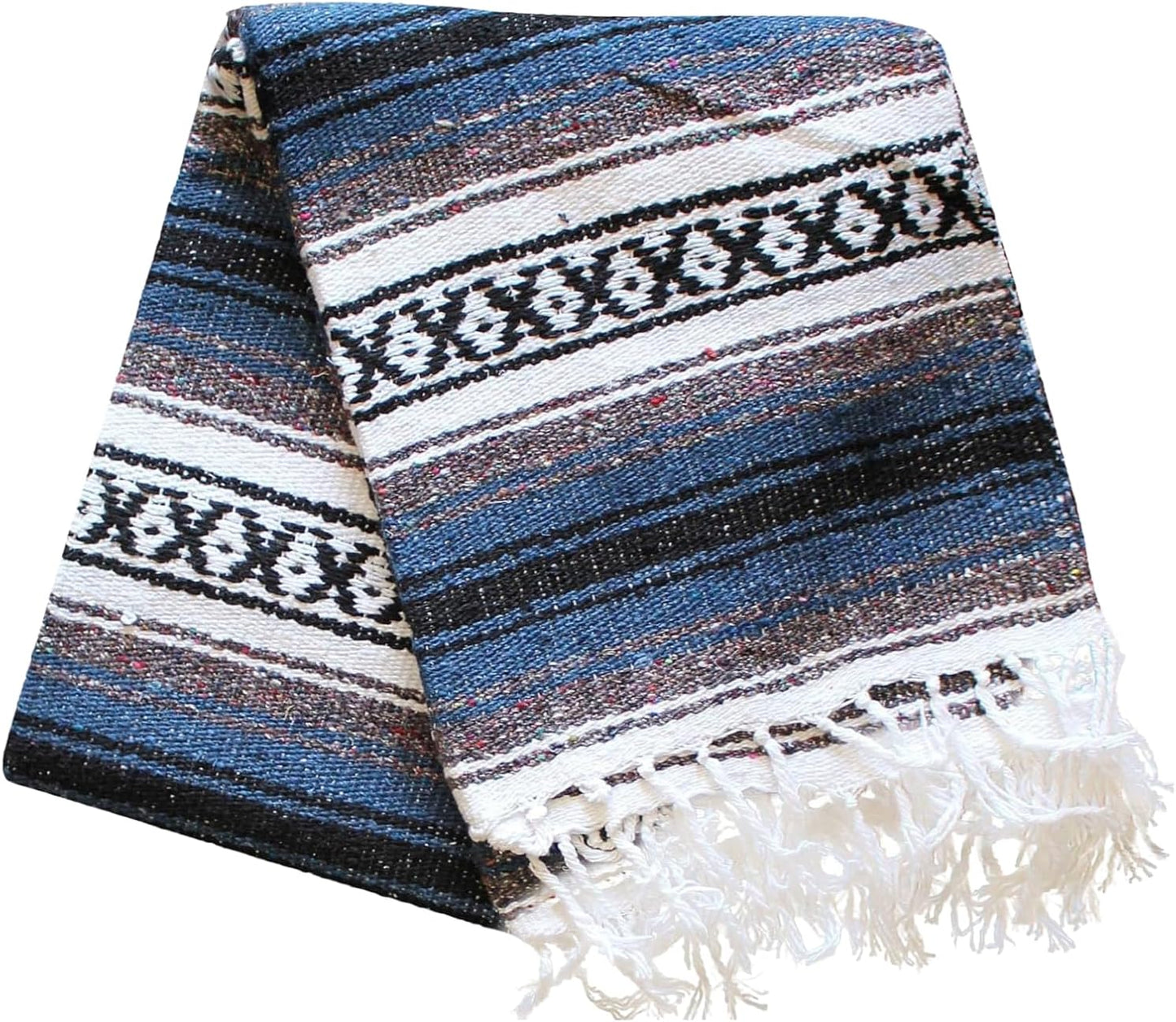 Del Mex Classic Mexican Blanket, Large Authentic Woven Falsa Throw (70"x50"), Artisan Southwest Décor for Beach, Yoga, Outdoors (Lavender)