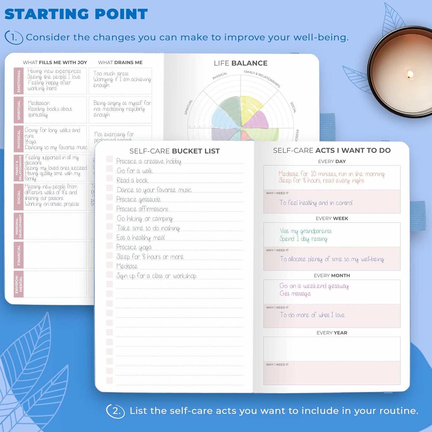 Clever Fox Self-Care Journal – Daily Reflection Notebook – Mental Health & Personal Development Planner, Meditation & Mood Log, A5 (Turquoise)