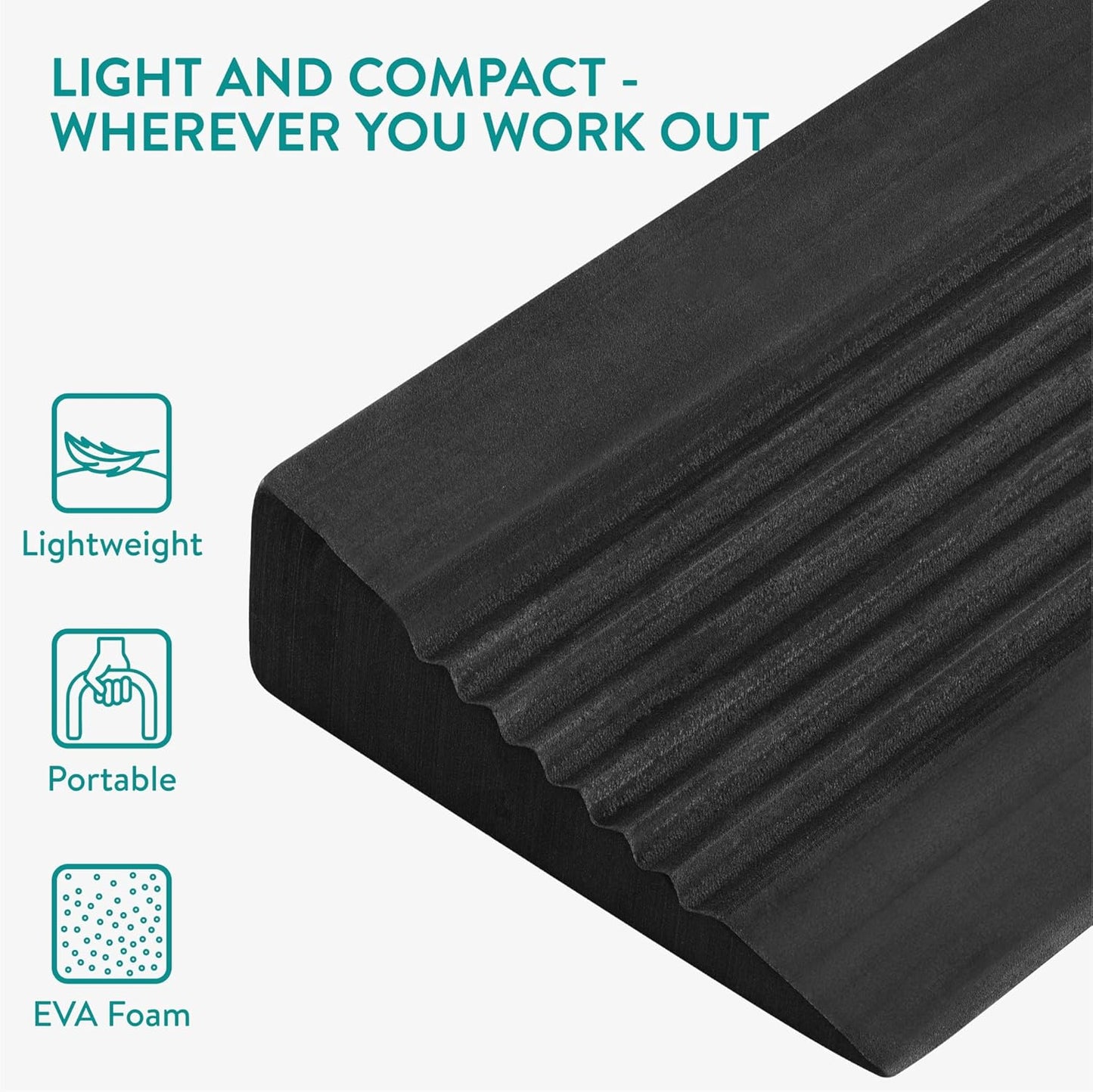 Navaris Squat Wedge Block - Long Foot & Calf Stretcher - Durable Yoga Block also for Gymnastics - Foam Slant Board to Improve Strength & Flexibility