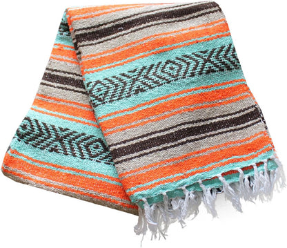 Del Mex Classic Mexican Blanket, Large Authentic Woven Falsa Throw (70"x50"), Artisan Southwest Décor for Beach, Yoga, Outdoors (Lavender)