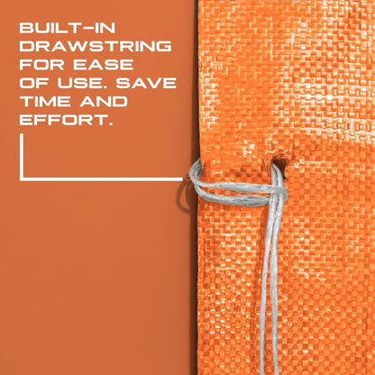 (Not Made in China) 20 Pack, Heavy Duty Sand Bags for Flooding, Empty Sandbags with Tie Strings, UV Protection 1600 Hours, Flood Control,14in x 26in, Sandbag for Weight, 50lb Capacity, White