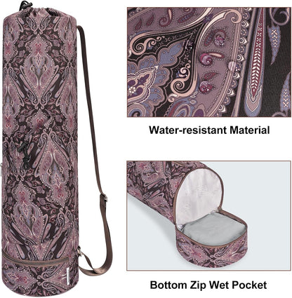 sportsnew Yoga Mat Bag with Water Bottle Pocket and Bottom Wet Pocket, Exercise Yoga Mat Carrier Multi-Functional Storage Bag, Patent pending