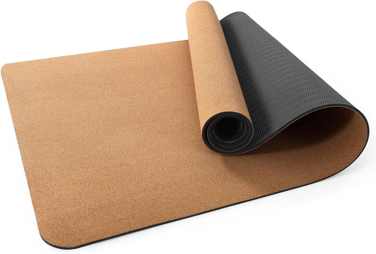 Premium Cork Yoga Mat 1/4 & 2/5 Inch Thick 72 x 26 in, Thick Cork and TPE Non Slip Yoga Mats for Women Men, Sweat Proof Eco-friendly, Great for Hot Yoga & Workouts