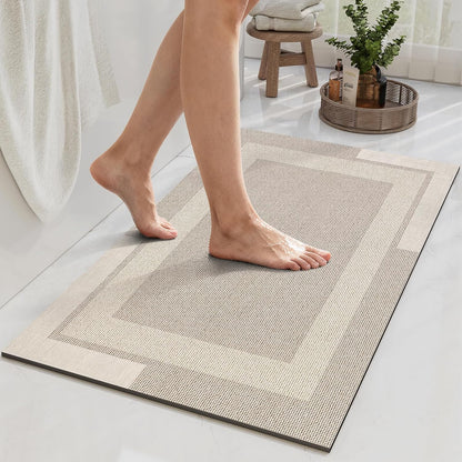 YDKGL Non Slip Long Bath Mat Bathroom Runner, Rubber Backing Ultra Thin Bathroom Rugs Fit Under Door Quick Dry Super Absorbent Washable Bath Rug Shower Mat for Bathtub Sink Floor, Dark Gray 17"x47"