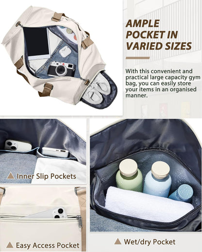 Gym Bag Womens Mens with Shoes Compartment and Wet Pocket Travel Duffel Bag for Women for Plane Sport Gym Tote Bags Swimming Yoga Waterproof Weekend Overnight Carry on Bag Hospital Holdalls - Colors C
