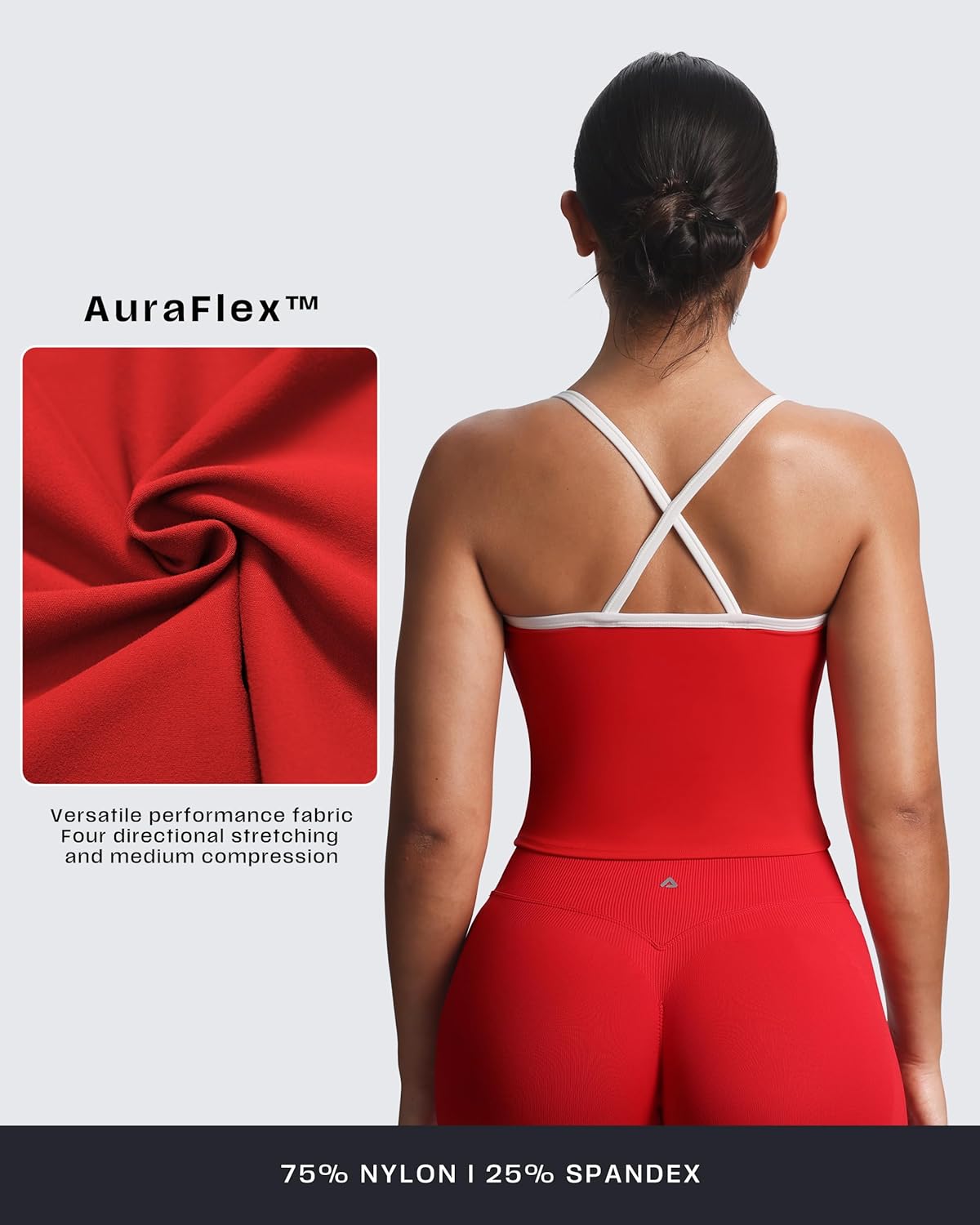 Aoxjox Women's Workout Sleeveless Color Block Lexi Tank Tops Contrasting Strap Cross Back Yoga Curve Longline Crop Top