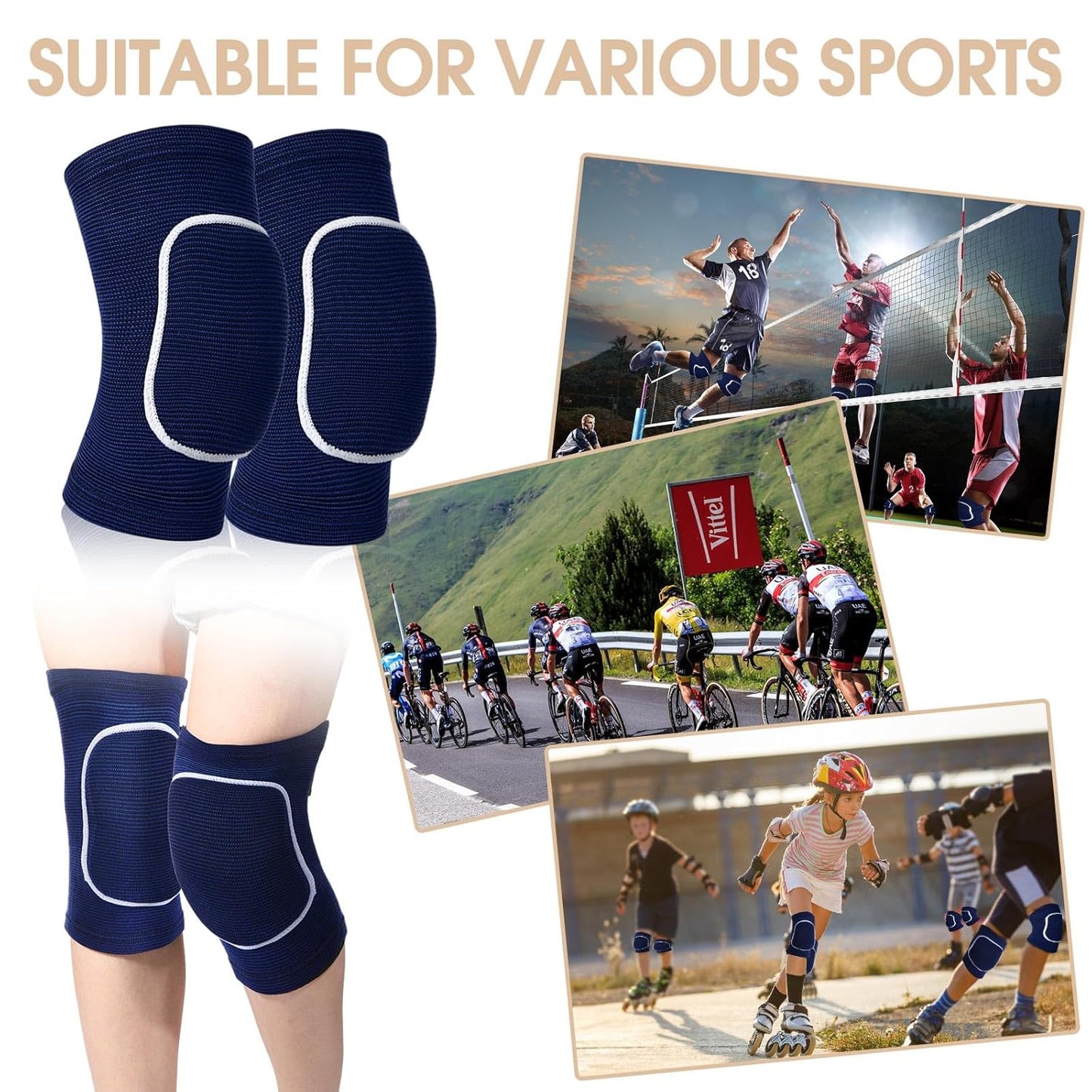 Lenwen 12 Pairs Volleyball Knee Pads for Dancers Soft Breathable Knee Braces for Men Women Football Soccer Yoga Skating Wrestling Running Cycling(Medium,Classic Color)