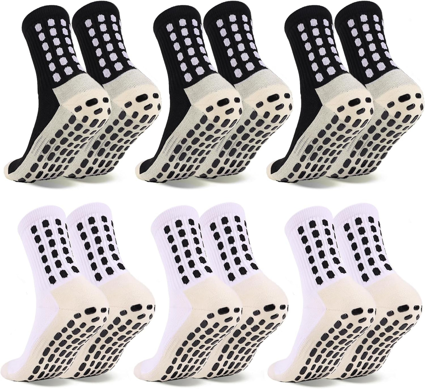 Barrlves 6 Pairs Grip Soccer Socks Colorful Non Slip Sports Football Basketball Hospital Yoga Socks for Men Women