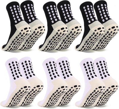 Barrlves 6 Pairs Grip Soccer Socks Colorful Non Slip Sports Football Basketball Hospital Yoga Socks for Men Women