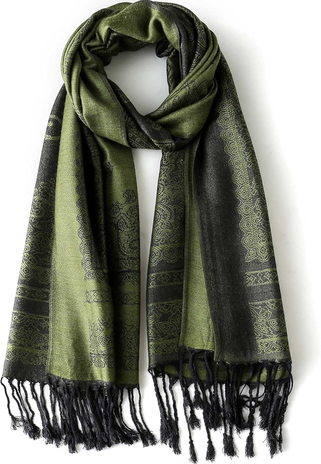 Ciormis Two Tone Silky Paisley Pashmina Shawl Scarf,Soft Women's Rave Jacquard Pashminas Wrap Scarves