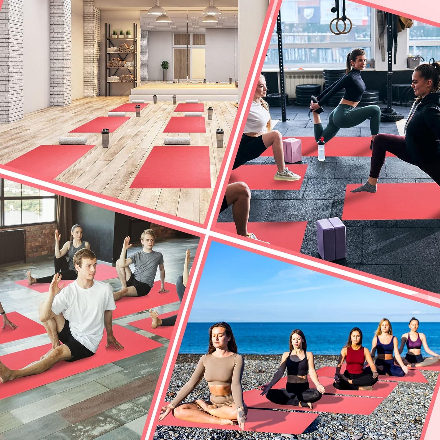 Amylove 12 Pieces Yoga Mats Bulk 68x24x0.12 Inch Exercise Non Slip Fitness Workout Mats for Women Men Home Workout Gym Yoga