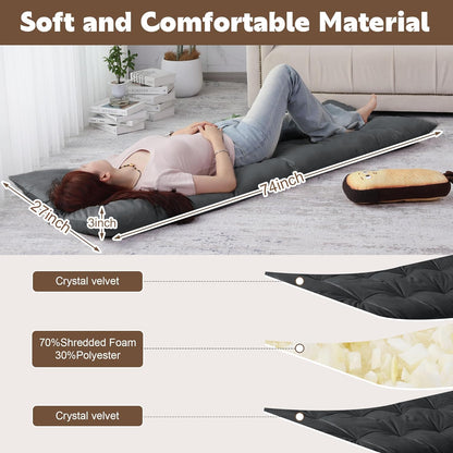 BALAPET Floor Lounger Pillow,Foldable Light Thick Tufted Floor Pillow Cushion with Elasticized Webbing for Easy Storage Floor Lounger for Meditation, Playing, Yoga, Reading, Sleeping(Beige White)