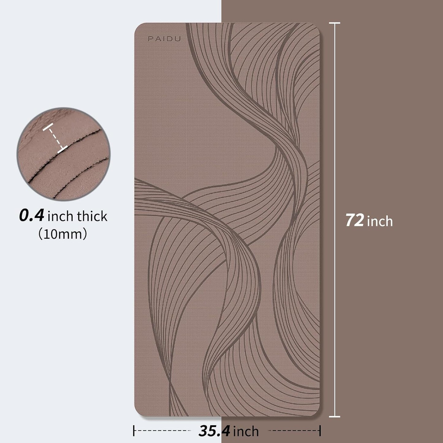 PAIDU Large Yoga Mat-72’x36’x0.4’ Extra Width ＆ Thick,Comfortable,Non-Slip Exercise Mat-Works Great on All Floor for Stretching,Yoga Studio,Gym or Home Workouts