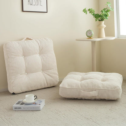 HIGOGOGO Floor Pillow Cushion for Adults, Meditation Cushion Pillow, Large Square Floor Sitting, Tufted Corduroy Cover, for Tatami Living Room or Yoga, 22x22 Inch, Dark Grey