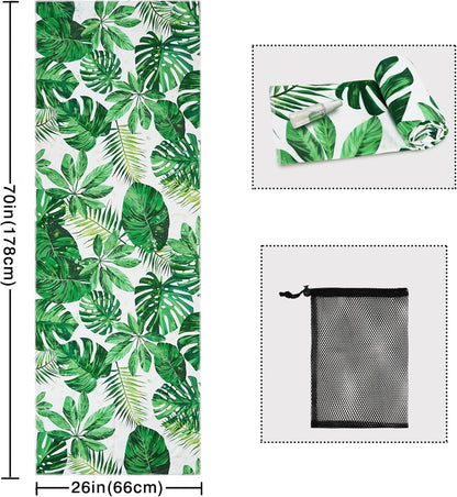 Yoga Mat Towel with Corner Pockets - Microfiber Yoga Towels for Hot Yoga Non Slip Moisture Wicking Sweat Absorbent, Tree of Life Yoga Towel Easy for Travel, Use in Hot Yoga,Bikram,Pilates and Fitness