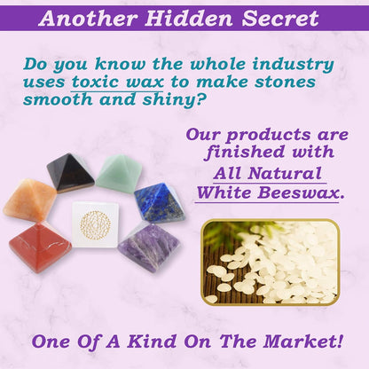 Uorbeay NatureWonders All Natural 7 Chakra Stone Set (Pyramid) with Engraved Symbols (Gift Box, Information Brochure & Pouch) - Healing Crystals, Balancing, Tumbled Palm Stone, Touchstone, Meditation