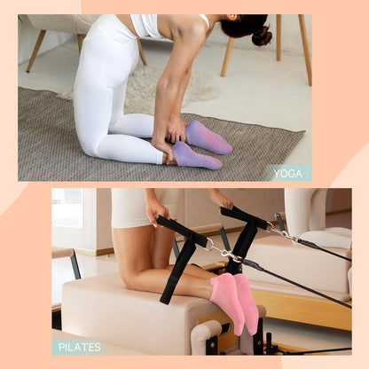 Muezna 6 Pairs Pilates Grip Socks for Women, Non Slip Yoga Socks with Grips, Grippy Socks for Barre, and Hospital