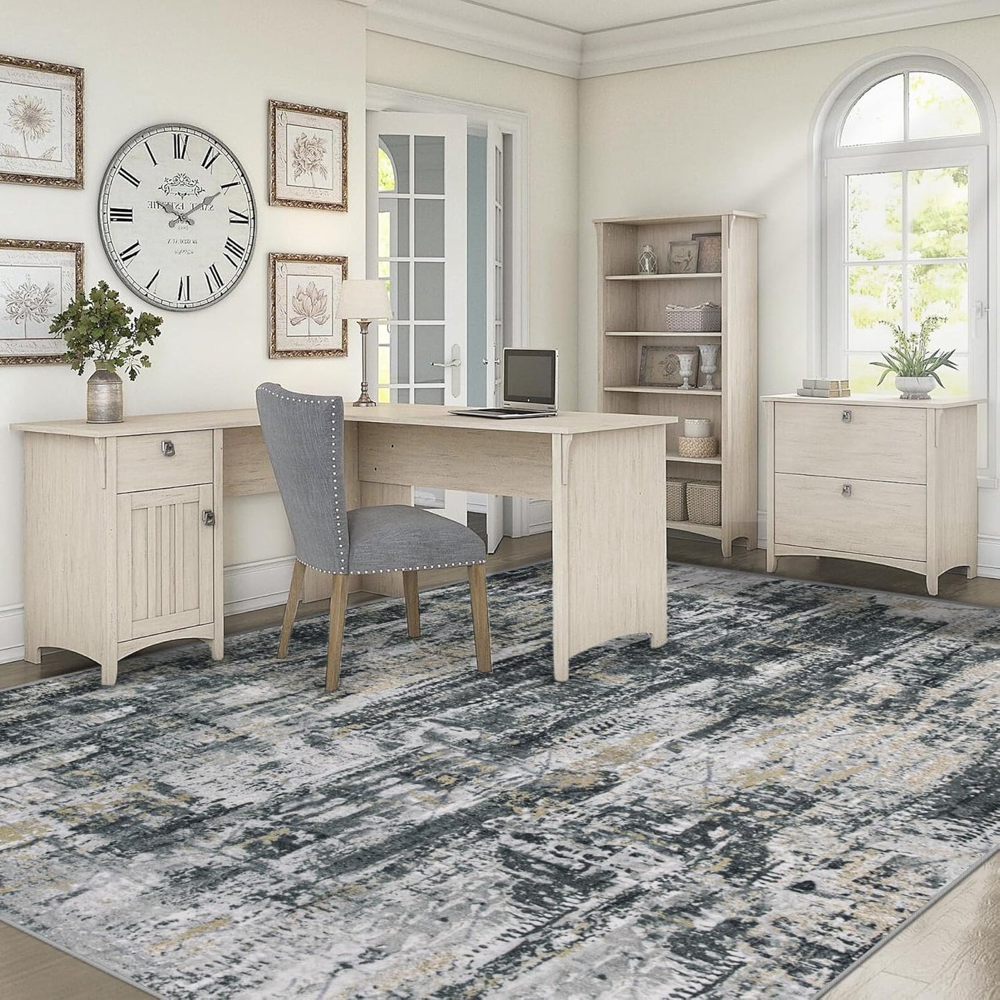 XLUEZ 8x10 Area Rugs for Living Room, Washable Modern Abstract Large Area Rug Neutral Soft Non Slip Kids Rug Stain Resistant Indoor Carpet for Bedroom Nursery Dining Children's Room(Blue, 8'x10')