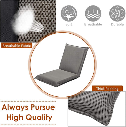 BestComfort Folding Floor Chair 6-Position Adjustable Meditation Chair Video Gaming Chair with Back Support for Reading TV Watching, Portable Floor Seat Lounge Sofa Chair for Kids Teens Adult, Coffee