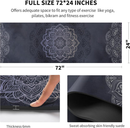 nuveti Yoga Mat Print Extra Thick TPE Non Slip Fitness Exercise Mat with Carrying Bag,72"x24" Extra Thick 6MM Exercise & Workout Mat for Yoga, Pilates Fitness and Floor Exercises - Colors A