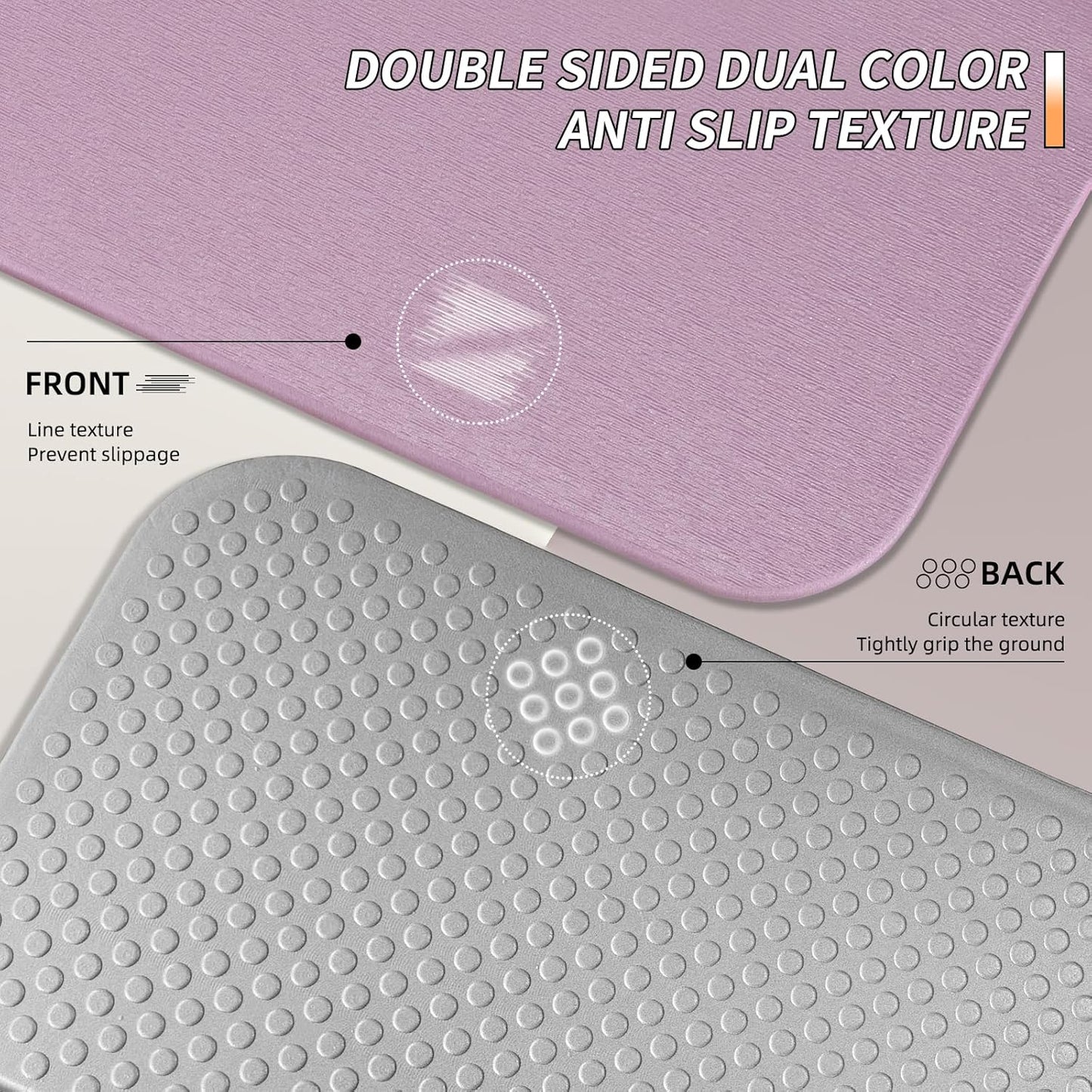 PAIDU Foldable Fitness Yoga Mat | 2/5" (10MM) Extra Thick | SGS Certified Non-Slip TPE | 76x26" Extra Long-Wide | Portable & Easy Store | for Yoga, Pilates, Home Gym & Full-Body Workouts(purple+grey)