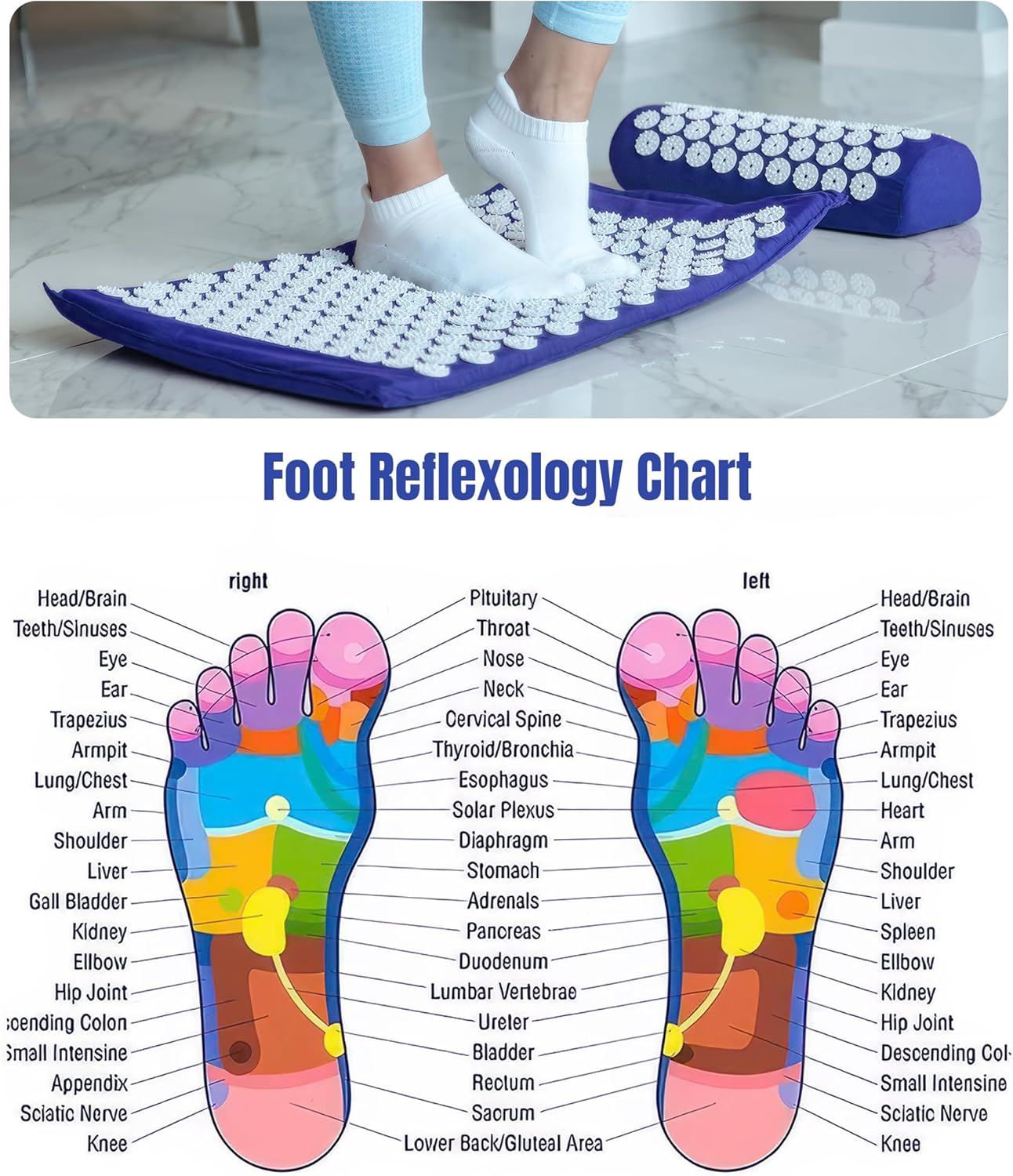 ROMIX Acupressure Mat and Pillow Set, Acupuncture Mat for Back Pain, Neck, Shoulder Pain Relief, Stress Reduction, Wellness Therapy, Cushioned Acupressure Mats with Carry Bag for Men and Women