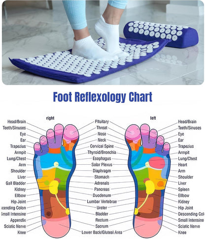ROMIX Acupressure Mat and Pillow Set, Acupuncture Mat for Back Pain, Neck, Shoulder Pain Relief, Stress Reduction, Wellness Therapy, Cushioned Acupressure Mats with Carry Bag for Men and Women