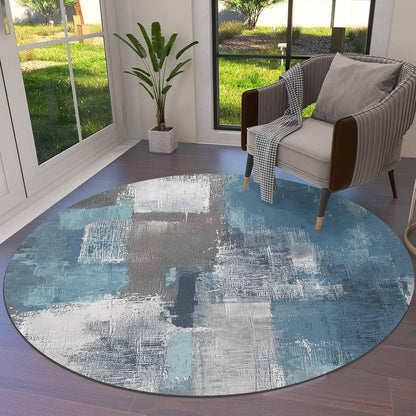 Orange Round Area Rug for Living Room 6 ft Abstract Modern Contemporary Rug Carpet Floor Mat Yoga Mat for Boys Girls Playroom Home Decor 6 ft