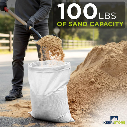 Heavy Duty Sand Bags Pack of 3, White Empty Sandbags with Built-In Ties, Woven Polypropylene UV Protection 1600 Hours, Fillable Sand Bags for Flood Control, Weight, 10x14 inches, 15 Pounds Volume