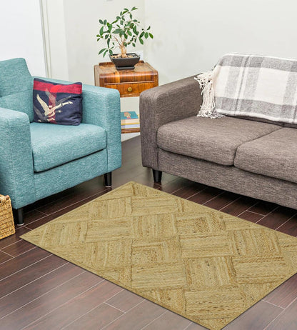Hand Braided Jute 4 Ft Square Kilim Rug Flatweave Pink Geometric Pattern Jute Sisal Rug, Thick 0.27 Inch Indoor Outdoor Carpet for Kitchen, Bedside, Yoga Mat - Colors A