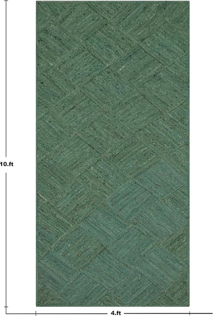 Hand Braided Jute 4 Ft Square Kilim Rug Flatweave Pink Geometric Pattern Jute Sisal Rug, Thick 0.27 Inch Indoor Outdoor Carpet for Kitchen, Bedside, Yoga Mat - Colors B
