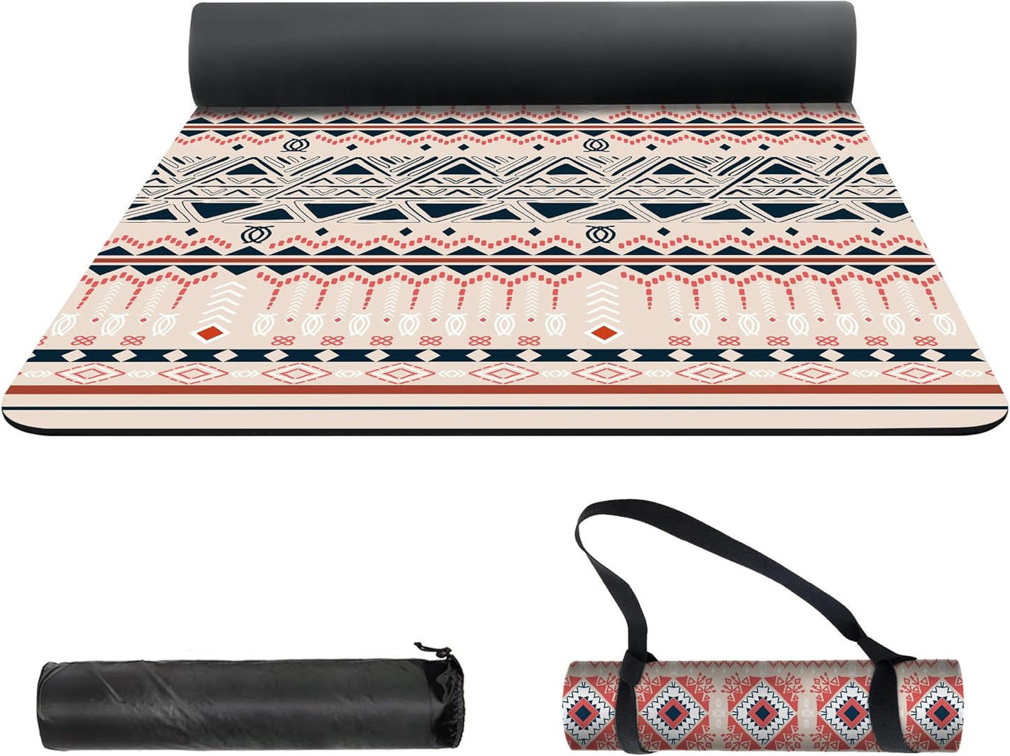nuveti Yoga Mat Print Extra Thick TPE Non Slip Fitness Exercise Mat with Carrying Bag,72"x24" Extra Thick 6MM Exercise & Workout Mat for Yoga, Pilates Fitness and Floor Exercises - Colors B