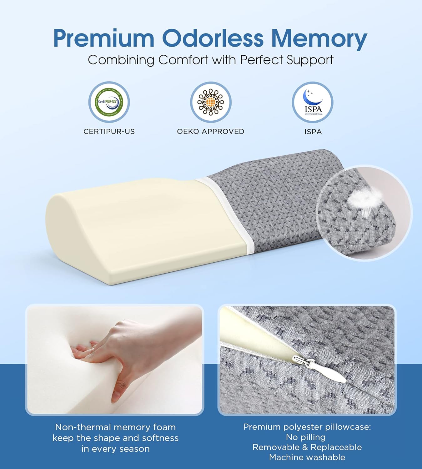 Demelon Cervical Neck Pillows for Pain Relief Sleeping, High-Density Memory Foam Pillow Neck for Bolster Support and Shoulder Relaxer, Decompression Devices Orthopedic Roll Pillow for Bed Office