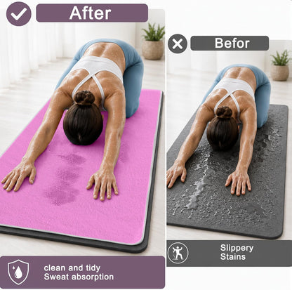 Hot Yoga Towel Non-Slip, 2 Pack Thick & Soft Yoga Mat Towel, Sweat Absorbent, with Grip Dot, 72" x 27", Yoga Towel for Hot Yoga, Pilates, Fitness and Gym Workouts, Light Pink