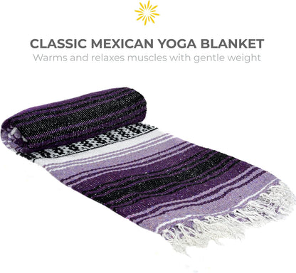 Sunshine Yoga 6-Pack Restorative Yoga Kit, 1 Yoga Bolster (24" x 12" x 6"), 2 Yoga Blocks (4" x 6" x 9"), 1 6ft D-Ring Yoga Strap, 1 Mexican Yoga Blanket, and 1 Unscented Sateen Eye Pillow