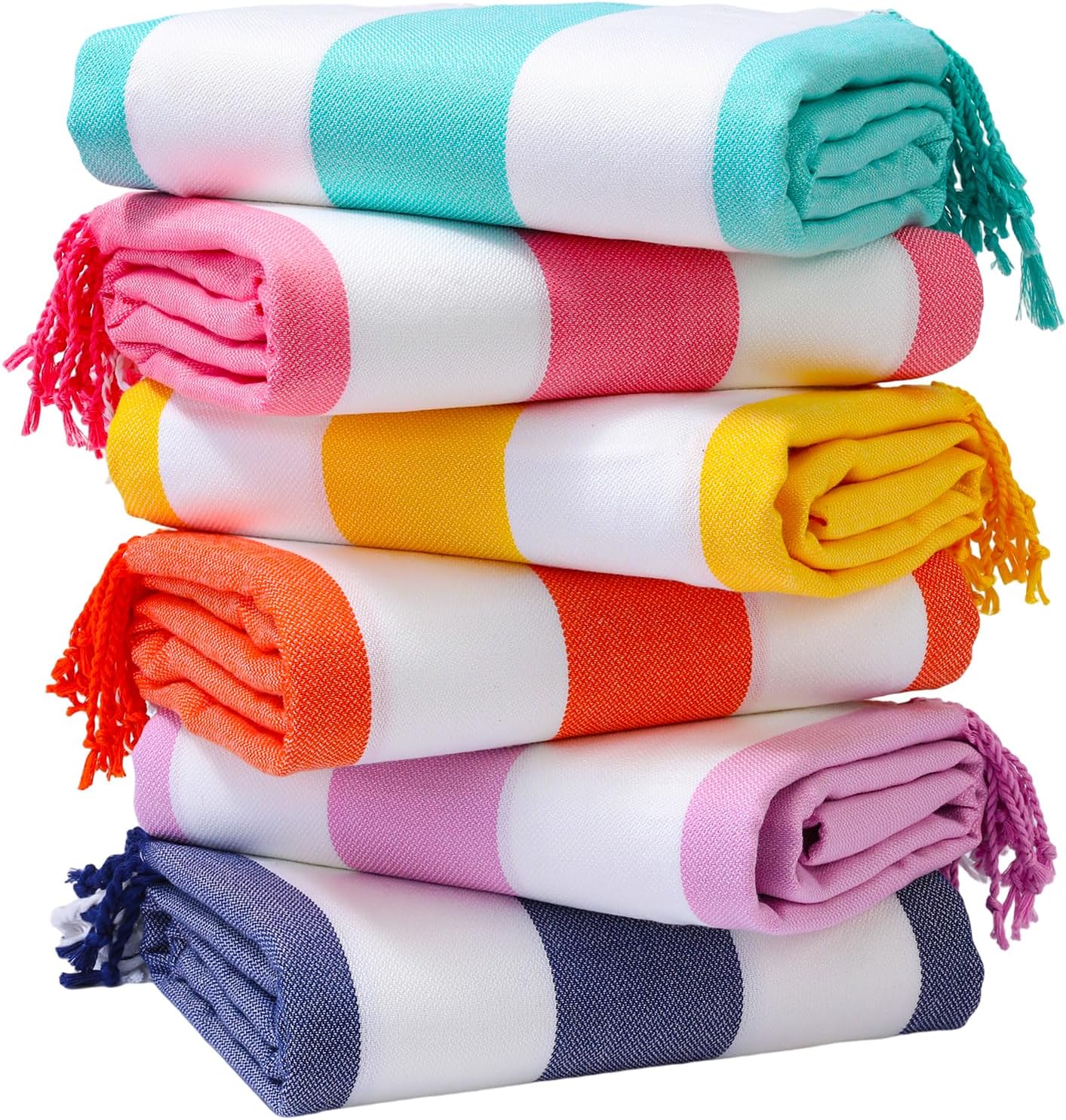 Genovega 6 Packs Oversized Turkish Beach Towels Set Bulk 74"x38" Extra Large Quick Dry Sand Free Light Swim Bath Camping Pool Towel Travel Blanket Essentials Cruise Accessories Adult Vacation Stuff