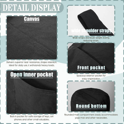 CosInStyle Heavy Duty Cotton Canvas Yoga Bag with Multi-Pocket Organizer, Large Capacity Gym Sports Bags, With 2 Bonus Mat Straps