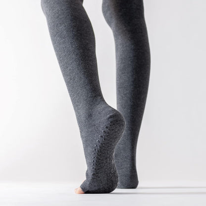 Verdancy Yoga Pilates Toe Socks - Toeless With Grips for Women, Non-Slip Cushioned Over Knee Thigh High
