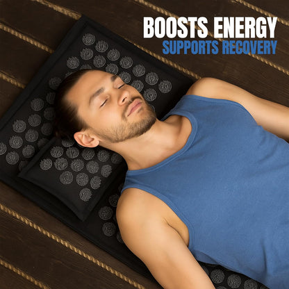 Acupressure Mat and Pillow Set, Mat with HIPS Spikes for Back/Neck Pain Relief, Sciatic, Headache, Stress and Muscle Relaxation