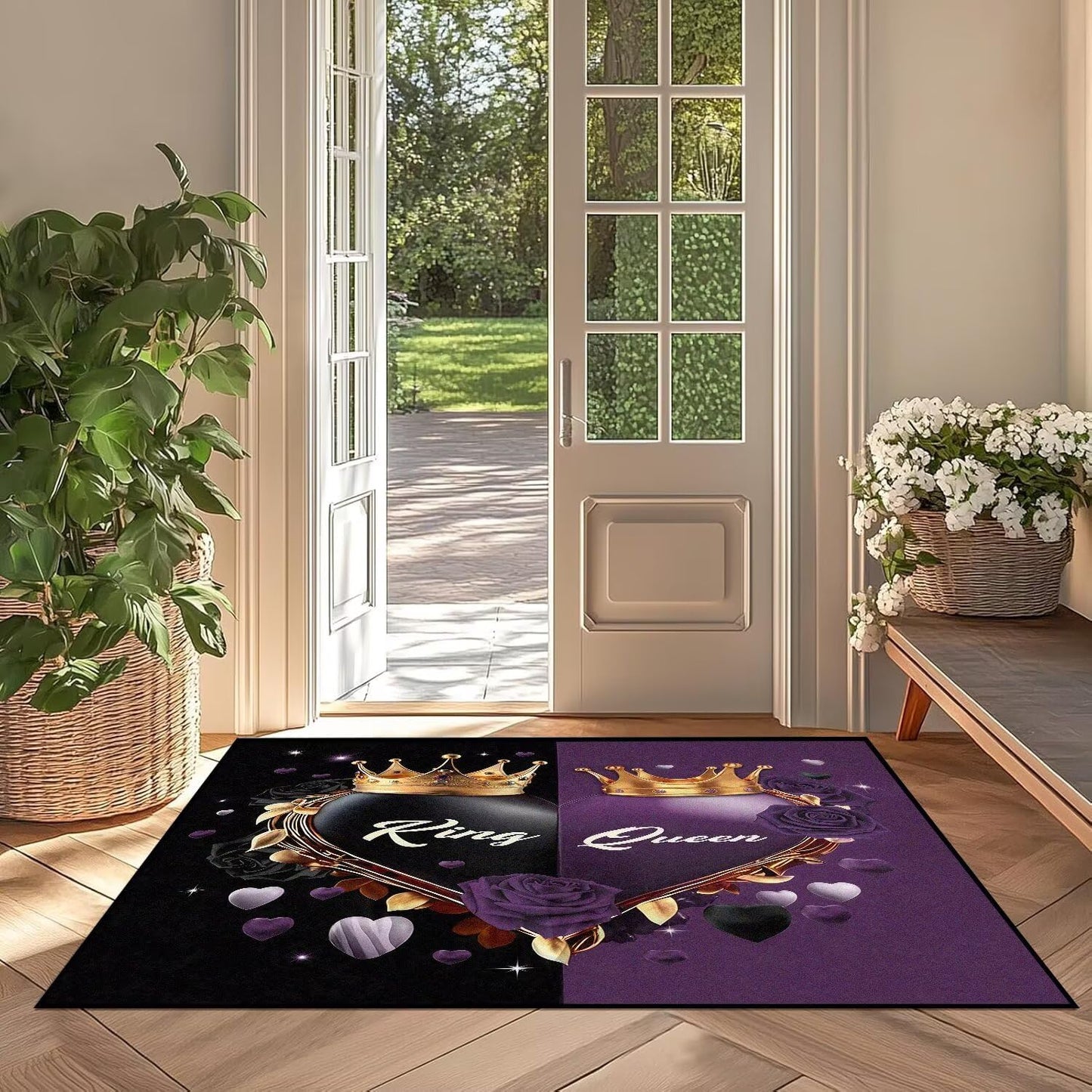 5' X 7' Queen and King Rug Black Grey Area Rugs Dining Living Room Bedroom Kitchen Office Yoga Room Washable Floor Mat Doormats Throw Rug Carpet Room Decor
