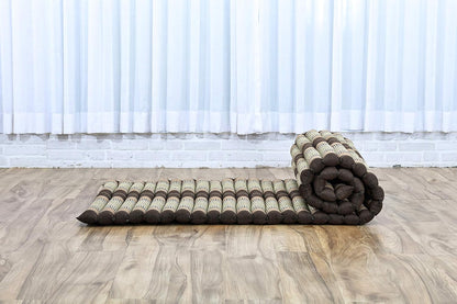Leewadee - Kapok Roll Mat – Handcrafted Folding Sleep & Relaxation Mattress from Thailand, Ideal as Guest Bed, Camping Mat, Yoga Mat or Traditional Futon, 75 x 39 inches, Anthracite