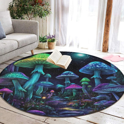 Home Decor Non Slip Kitchen Office Circle Rug, Machine Washable Modern Round Area Rug, Room Sofa Yoga Soft Round Carpet Purple Galaxy Trippy Space Astronaut Art, 36inch