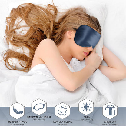 Sleep Mask, Silk Eye Mask for Sleeping with Adjustable Strap, Satin Blackout Sleeping Eye Mask for Men&Women, Comfortable Blindfold Eyeshade for Night Sleep(Black)
